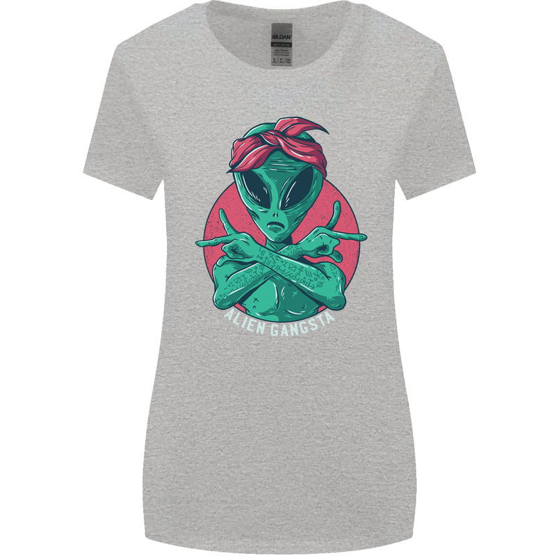 Funny Alien Gangster UFO 2Pac Rap Music Womens Wider Cut T-Shirt Sports Grey