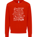 Funny Always Tired Fatigued Exhausted Pigeon Kids Sweatshirt Jumper Bright Red