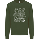 Funny Always Tired Fatigued Exhausted Pigeon Kids Sweatshirt Jumper Forest Green