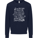 Funny Always Tired Fatigued Exhausted Pigeon Kids Sweatshirt Jumper Navy Blue