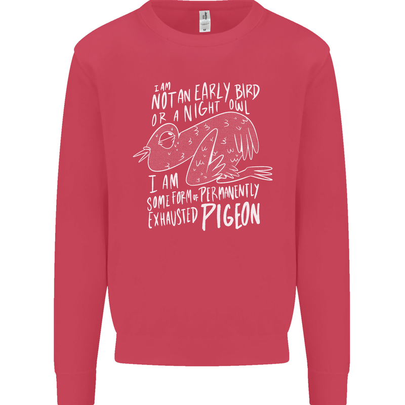 Funny Always Tired Fatigued Exhausted Pigeon Mens Sweatshirt Jumper Heliconia