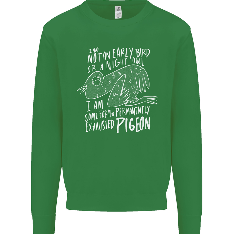 Funny Always Tired Fatigued Exhausted Pigeon Mens Sweatshirt Jumper Irish Green