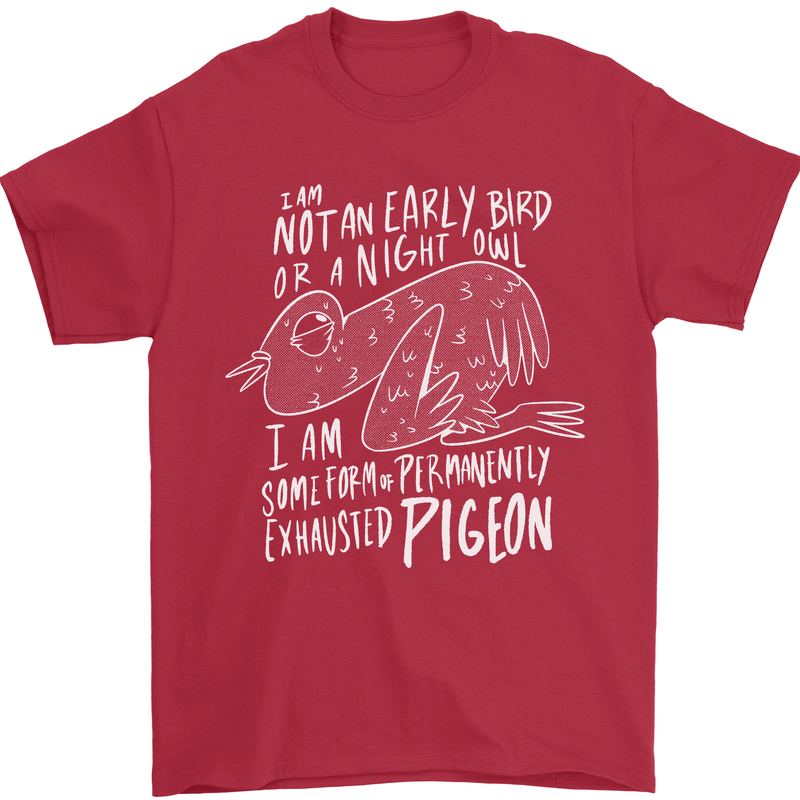 Funny Always Tired Fatigued Exhausted Pigeon Mens T-Shirt 100% Cotton Red