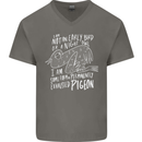Funny Always Tired Fatigued Exhausted Pigeon Mens V-Neck Cotton T-Shirt Charcoal