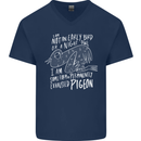 Funny Always Tired Fatigued Exhausted Pigeon Mens V-Neck Cotton T-Shirt Navy Blue