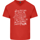 Funny Always Tired Fatigued Exhausted Pigeon Mens V-Neck Cotton T-Shirt Red