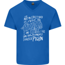 Funny Always Tired Fatigued Exhausted Pigeon Mens V-Neck Cotton T-Shirt Royal Blue
