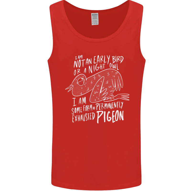 Funny Always Tired Fatigued Exhausted Pigeon Mens Vest Tank Top Red