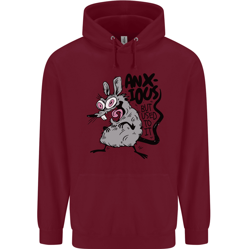 Funny Anxious Rat Anxiety Childrens Kids Hoodie Maroon