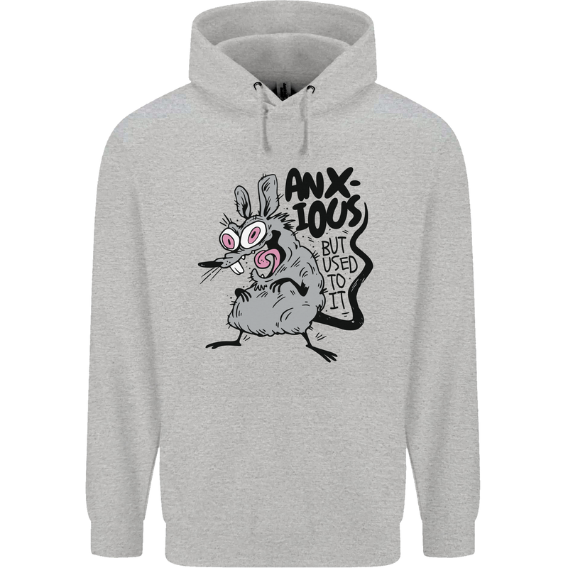 Funny Anxious Rat Anxiety Childrens Kids Hoodie Sports Grey