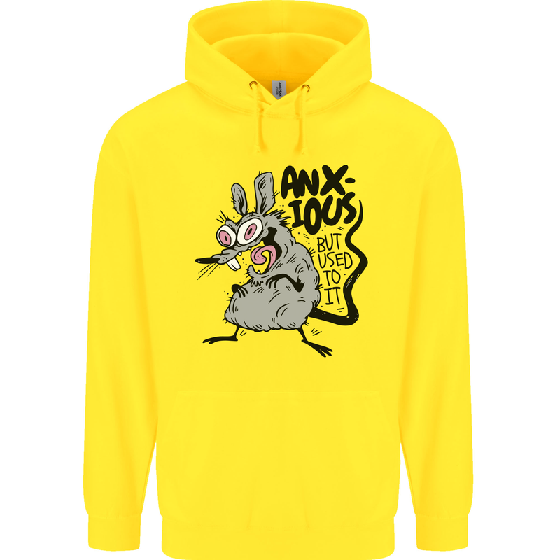 Funny Anxious Rat Anxiety Childrens Kids Hoodie Yellow