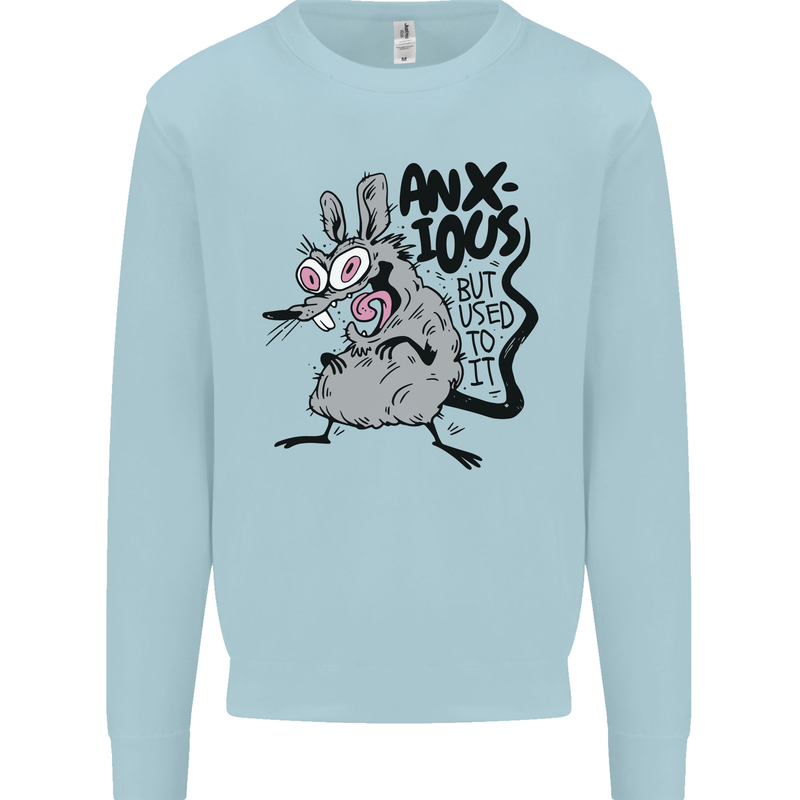 Funny Anxious Rat Anxiety Kids Sweatshirt Jumper Light Blue
