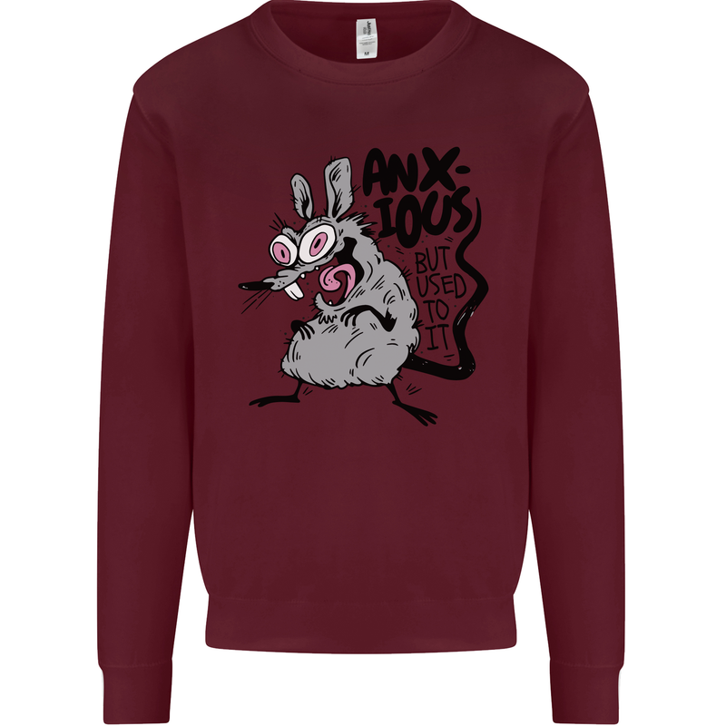 Funny Anxious Rat Anxiety Kids Sweatshirt Jumper Maroon
