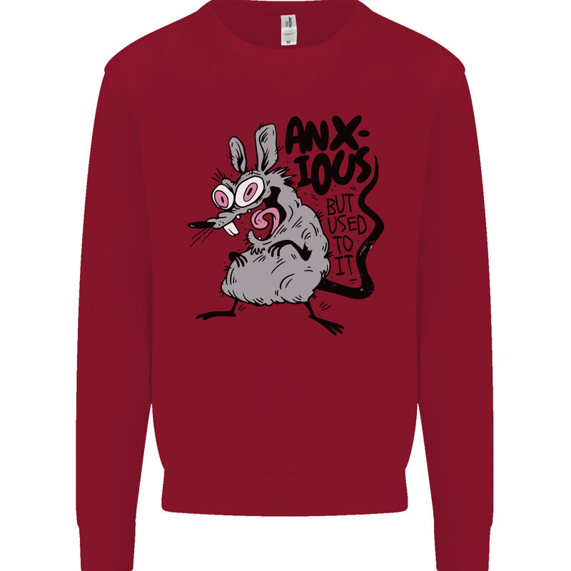 Funny Anxious Rat Anxiety Kids Sweatshirt Jumper Red