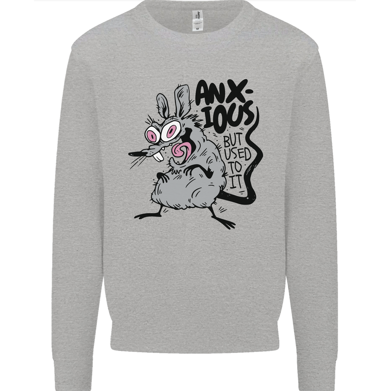 Funny Anxious Rat Anxiety Kids Sweatshirt Jumper Sports Grey