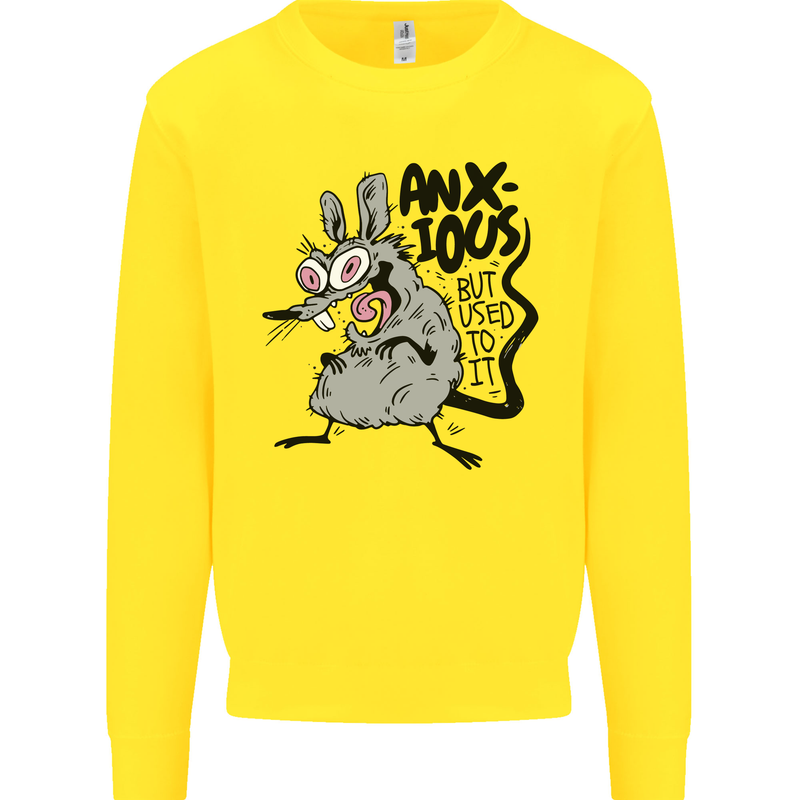 Funny Anxious Rat Anxiety Kids Sweatshirt Jumper Yellow