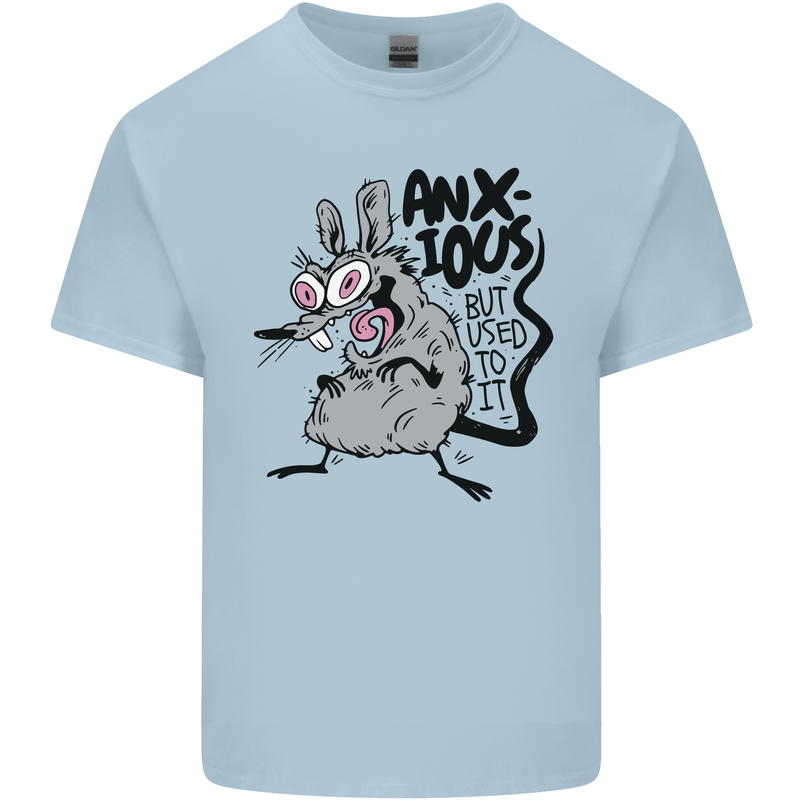 Funny Anxious Rat Anxiety Kids T-Shirt Childrens Light Blue