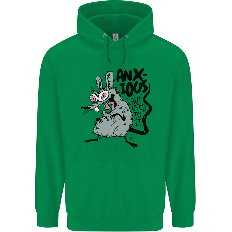 Funny Anxious Rat Anxiety Mens 80% Cotton Hoodie Irish Green