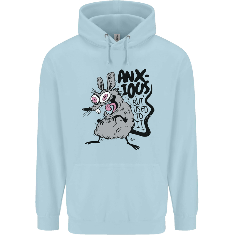 Funny Anxious Rat Anxiety Mens 80% Cotton Hoodie Light Blue
