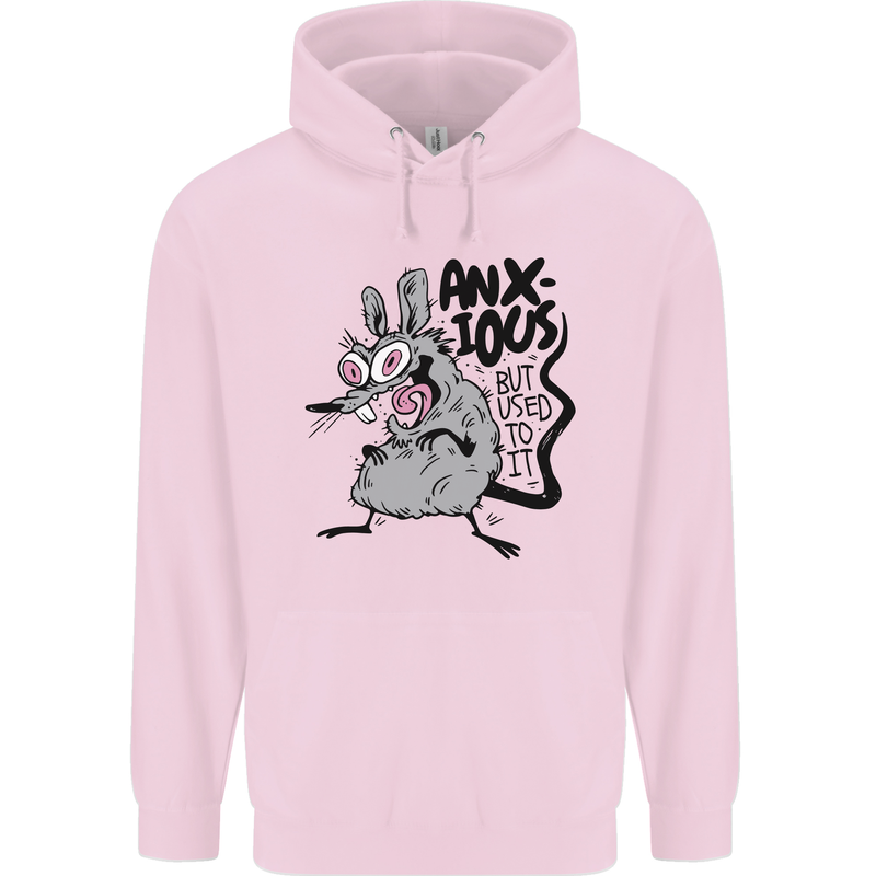 Funny Anxious Rat Anxiety Mens 80% Cotton Hoodie Light Pink