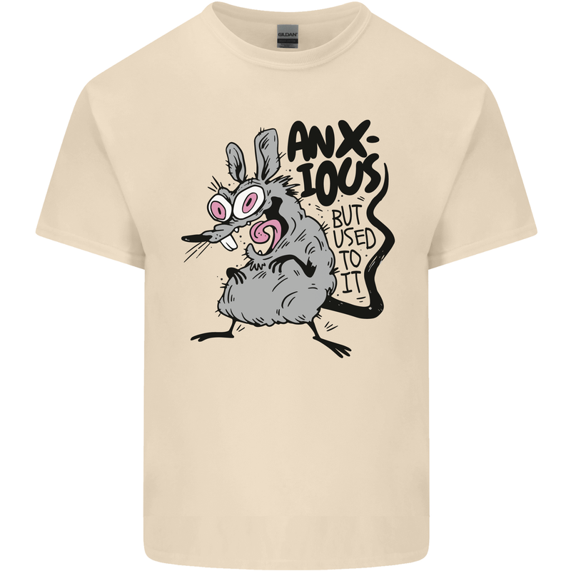 Funny Anxious Rat Anxiety Mens Cotton T-Shirt Tee Top Natural