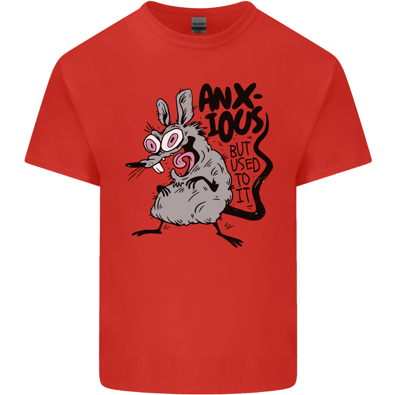Funny Anxious Rat Anxiety Mens Cotton T-Shirt Tee Top Red