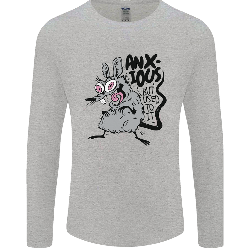 Funny Anxious Rat Anxiety Mens Long Sleeve T-Shirt Sports Grey