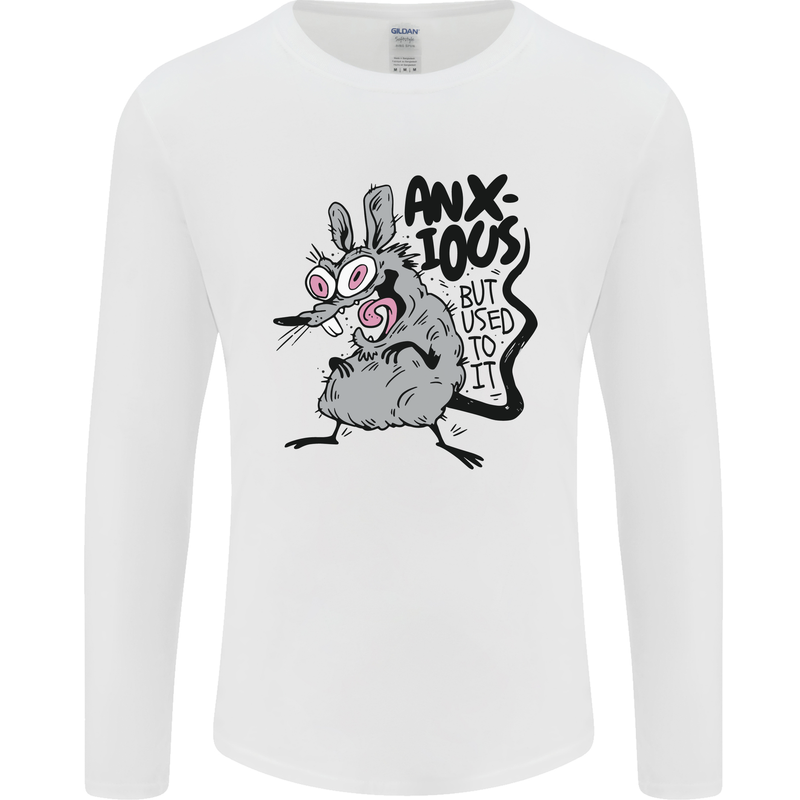 Funny Anxious Rat Anxiety Mens Long Sleeve T-Shirt White