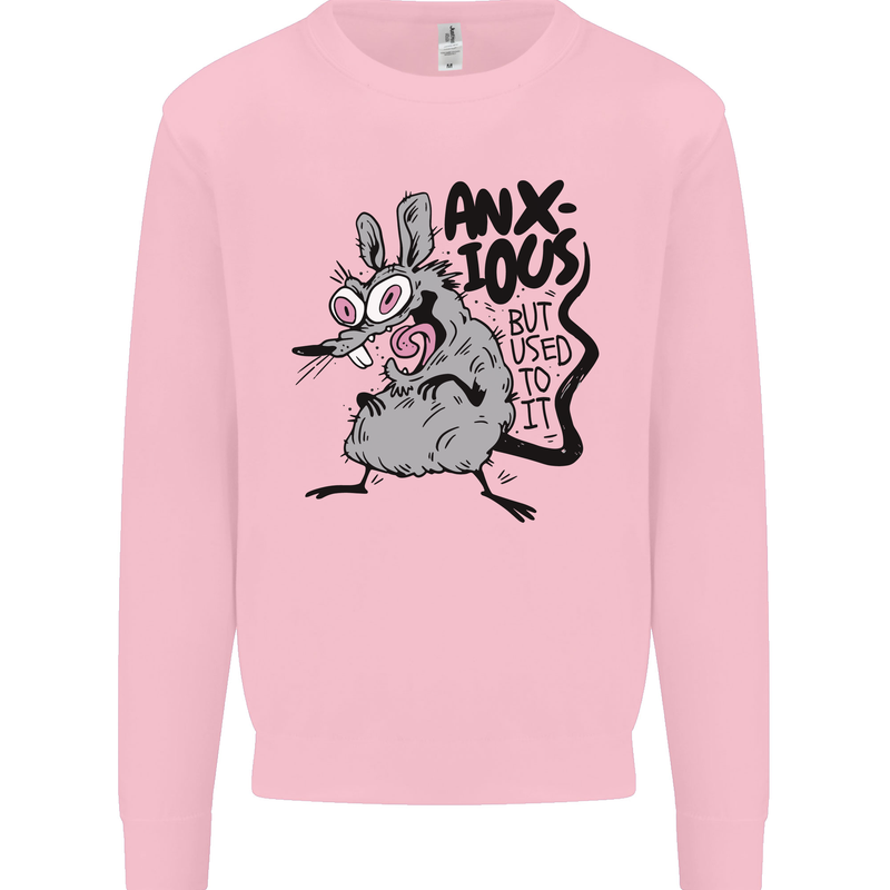 Funny Anxious Rat Anxiety Mens Sweatshirt Jumper Light Pink