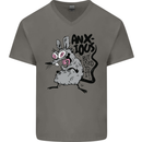 Funny Anxious Rat Anxiety Mens V-Neck Cotton T-Shirt Charcoal