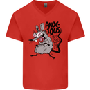 Funny Anxious Rat Anxiety Mens V-Neck Cotton T-Shirt Red