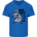 Funny Anxious Rat Anxiety Mens V-Neck Cotton T-Shirt Royal Blue