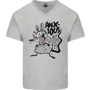 Funny Anxious Rat Anxiety Mens V-Neck Cotton T-Shirt Sports Grey