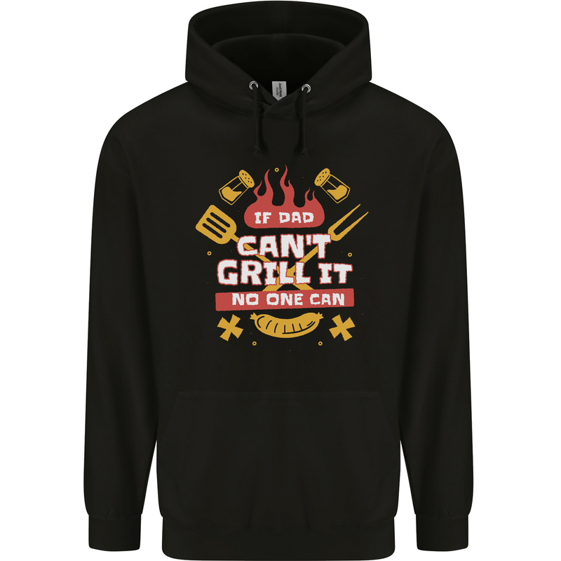 Funny BBQ If Dad Cant Grill It No One Can Childrens Kids Hoodie Black