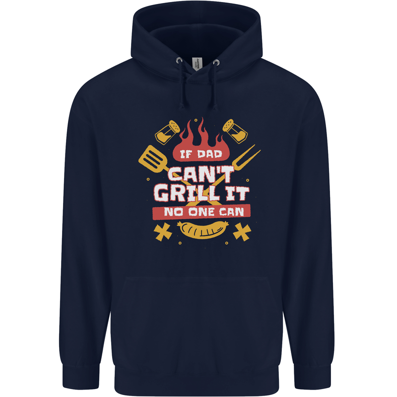 Funny BBQ If Dad Cant Grill It No One Can Childrens Kids Hoodie Navy Blue