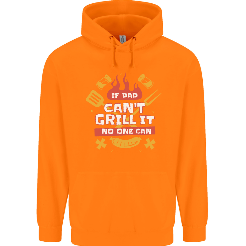 Funny BBQ If Dad Cant Grill It No One Can Childrens Kids Hoodie Orange