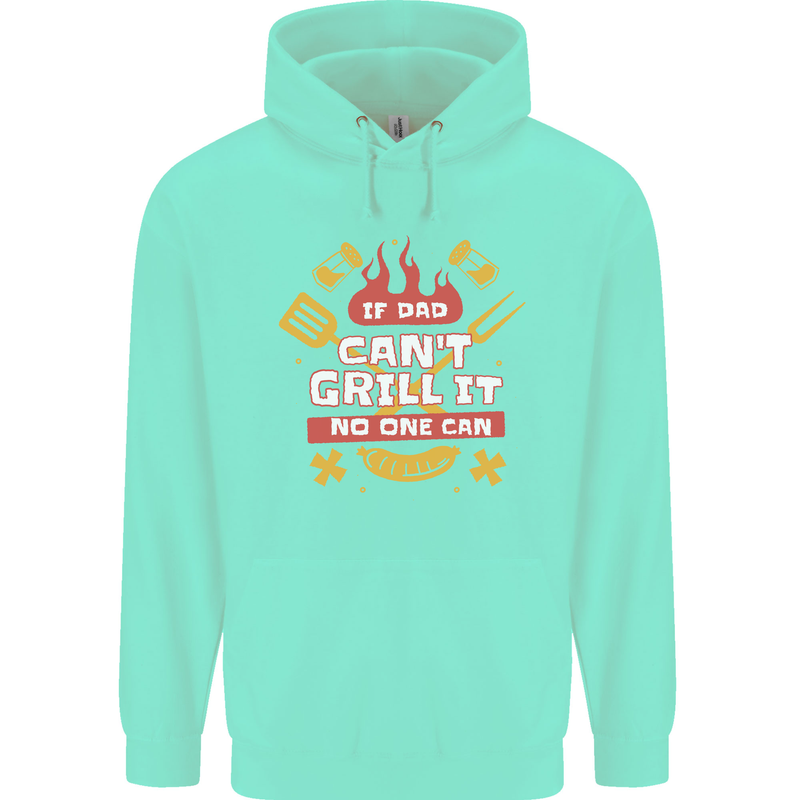 Funny BBQ If Dad Cant Grill It No One Can Childrens Kids Hoodie Peppermint