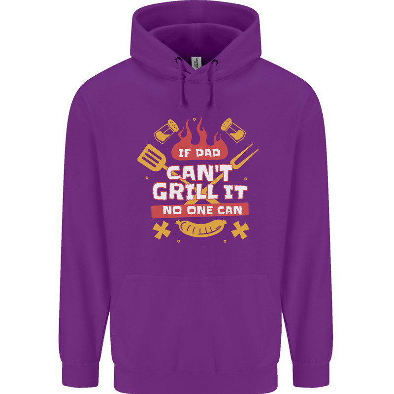 Funny BBQ If Dad Cant Grill It No One Can Childrens Kids Hoodie Purple