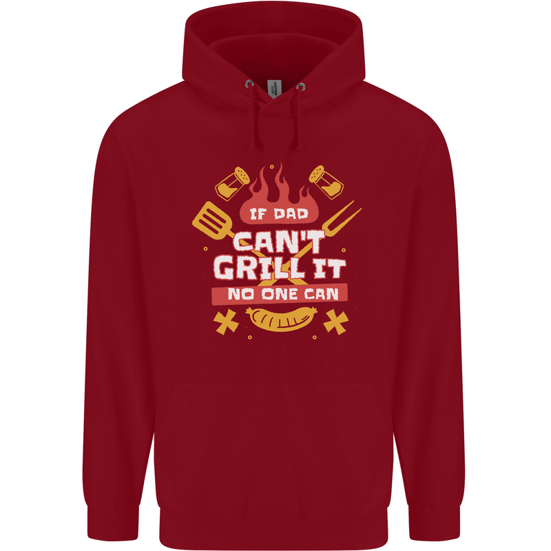 Funny BBQ If Dad Cant Grill It No One Can Childrens Kids Hoodie Red