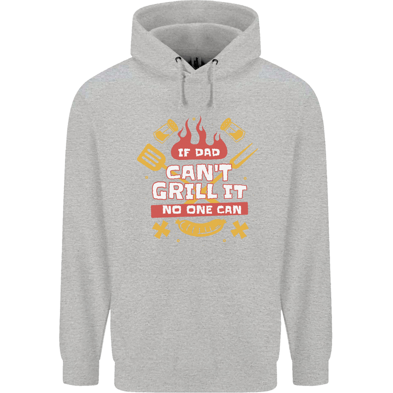Funny BBQ If Dad Cant Grill It No One Can Childrens Kids Hoodie Sports Grey