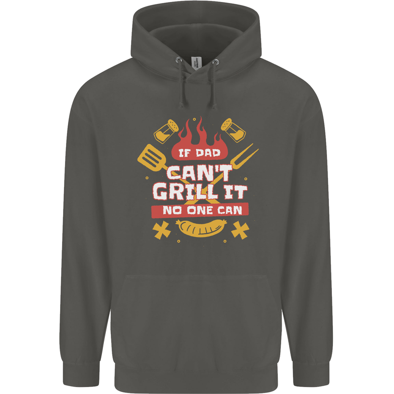 Funny BBQ If Dad Cant Grill It No One Can Childrens Kids Hoodie Storm Grey