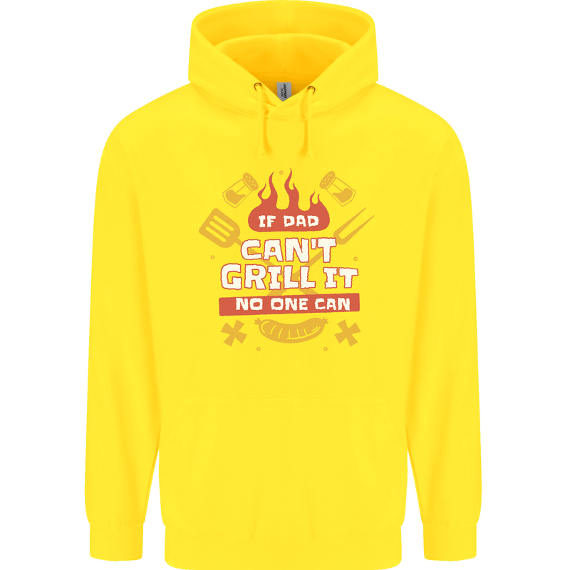 Funny BBQ If Dad Cant Grill It No One Can Childrens Kids Hoodie Yellow