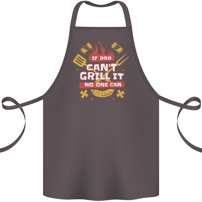 Funny BBQ If Dad Cant Grill It No One Can Cotton Apron 100% Organic Dark Grey