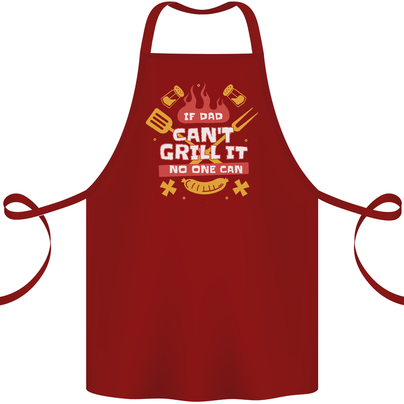 Funny BBQ If Dad Cant Grill It No One Can Cotton Apron 100% Organic Maroon