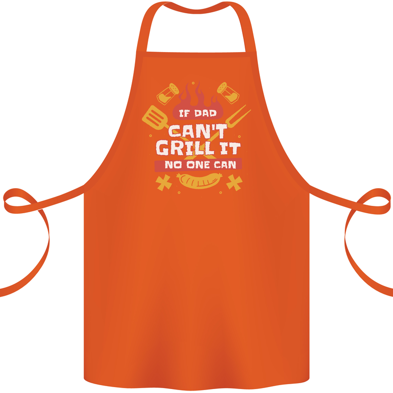 Funny BBQ If Dad Cant Grill It No One Can Cotton Apron 100% Organic Orange