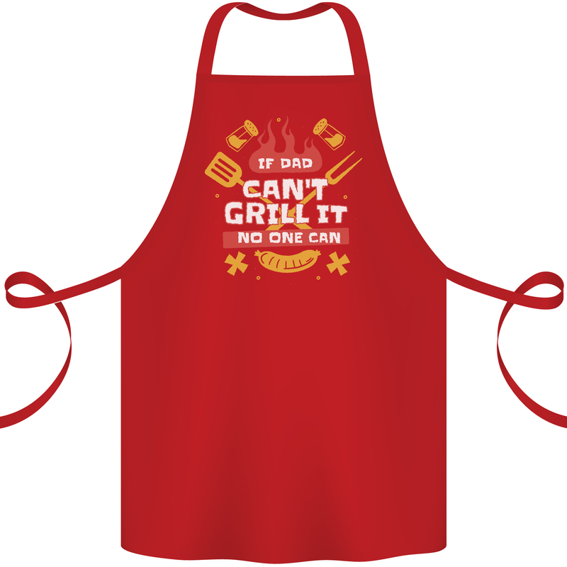 Funny BBQ If Dad Cant Grill It No One Can Cotton Apron 100% Organic Red