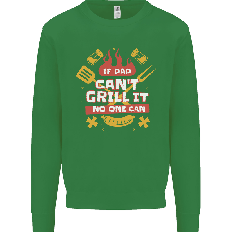 Funny BBQ If Dad Cant Grill It No One Can Kids Sweatshirt Jumper Irish Green