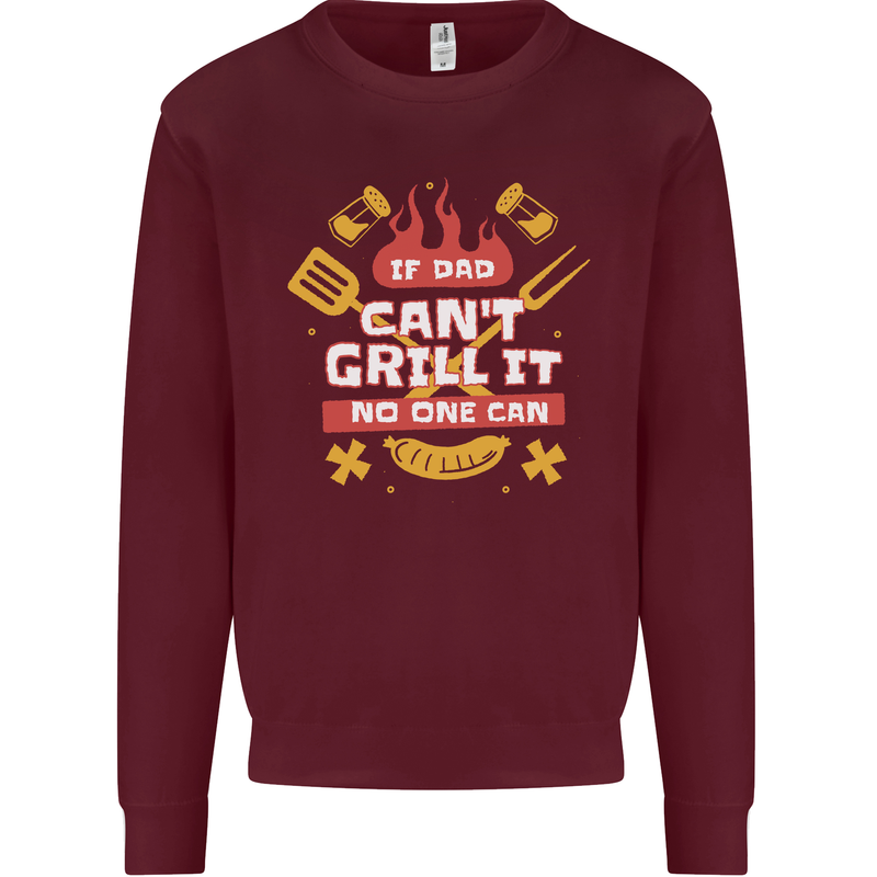 Funny BBQ If Dad Cant Grill It No One Can Kids Sweatshirt Jumper Maroon