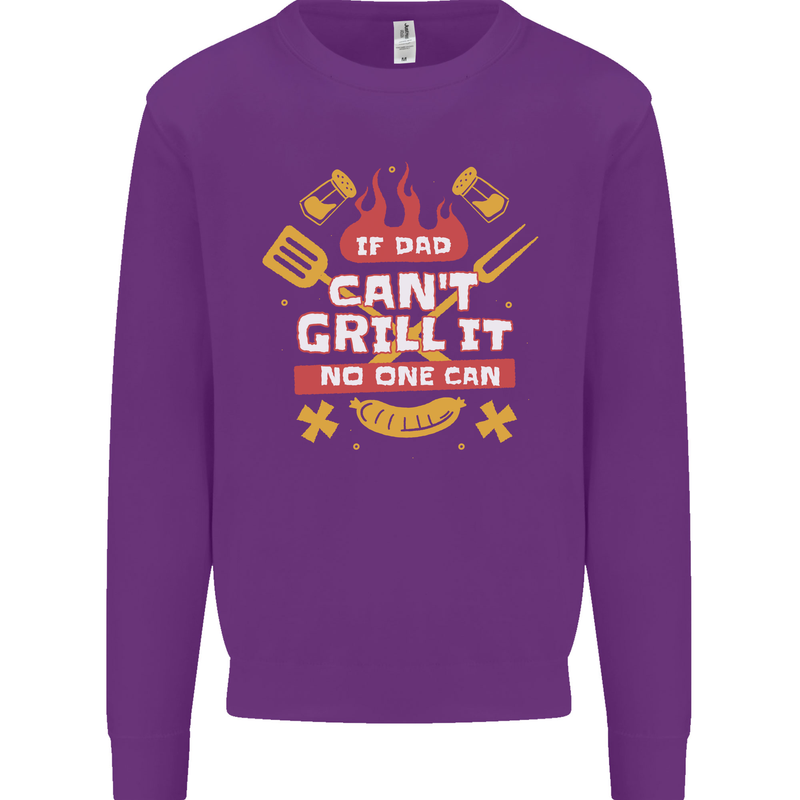 Funny BBQ If Dad Cant Grill It No One Can Kids Sweatshirt Jumper Purple
