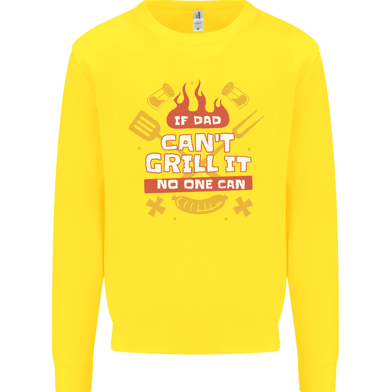Funny BBQ If Dad Cant Grill It No One Can Kids Sweatshirt Jumper Yellow